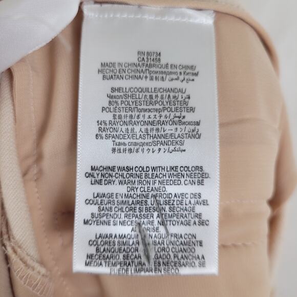 BCBGMAXASRIA pastel peach straight leg trouser size Med Old Money Quiet Luxury - Picture 10 of 10